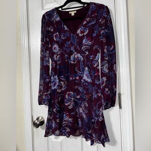 Miami Purple Floral Long Sleeve Dress